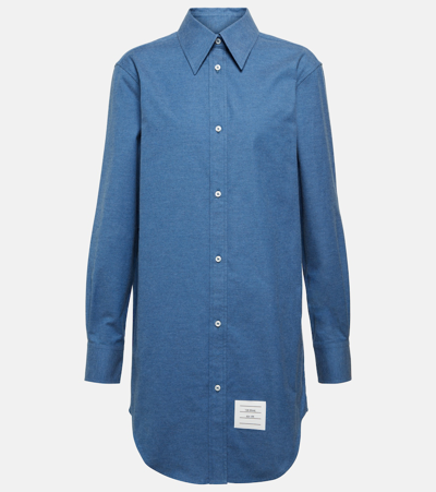 Thom Browne Logo-patch Shirt Dress In Blue