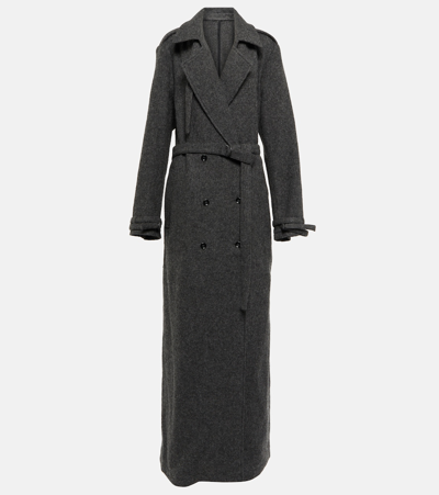 Dries Van Noten Renwicks Long Double-breast Belted Wool Coat In Grey