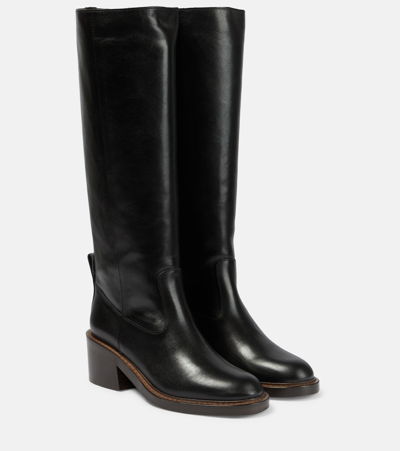Brunello Cucinelli Embellished Leather Knee-high Boots In Black