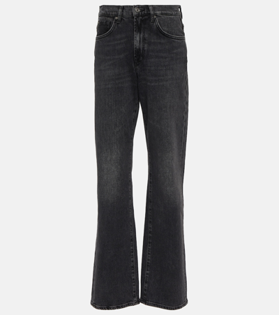 7 For All Mankind Tess High-rise Straight Jeans In Black