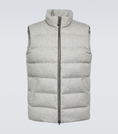 Herno Cashmere And Silk Down Vest In Grey