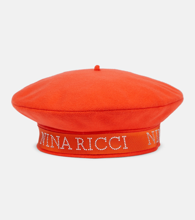 Nina Ricci Logo Wool-blend Beret In Red