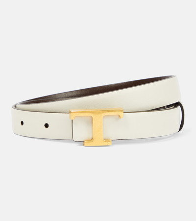Tod's Timeless T Reversible Leather Belt In Multicolor
