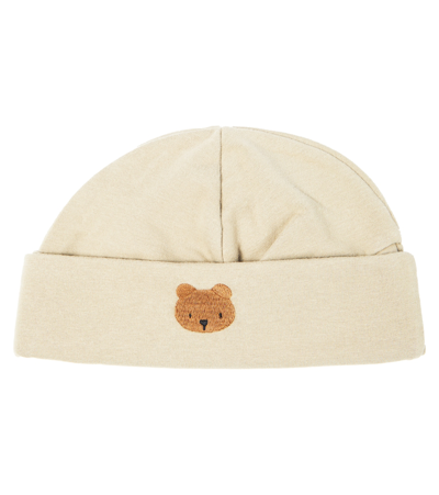 Donsje Baby Beller Cotton-blend Beanie In Beige