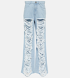 DION LEE DISTRESSED LOW-RISE WIDE-LEG JEANS