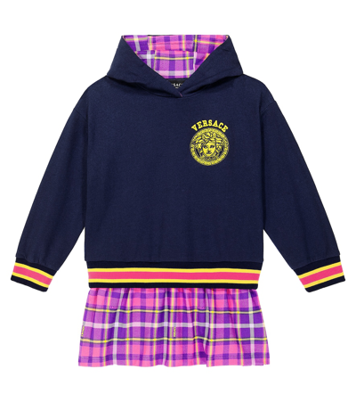 Versace Kids' Printed Cotton Jersey Hoodie Dress In Multicoloured