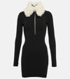 Coperni Zipped Wool Knit Long Sleeve Mini Dress In Beige