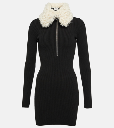 Coperni Zipped Stretch-wool Knit Mini Dress In Black