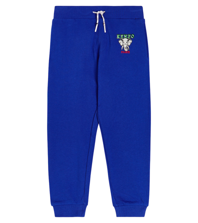 Kenzo Kids' 棉质针织运动裤 In Blue