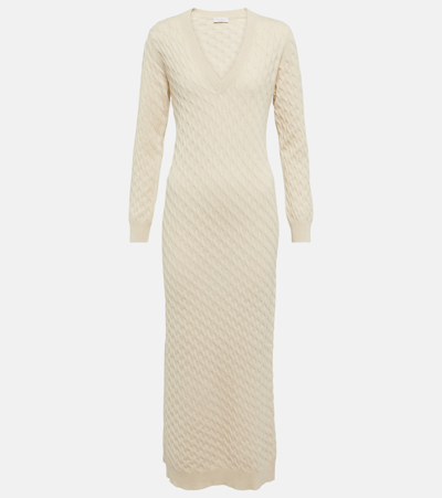 Brunello Cucinelli Women's Virgin Wool, Cashmere And Silk Cable Knit Dress With Monili In Beige
