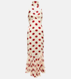 Khaite Candita Scarf-detailed Printed Twill Maxi Dress In White