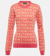 Versace Allover Logo Jacquard Sweater In Multicoloured