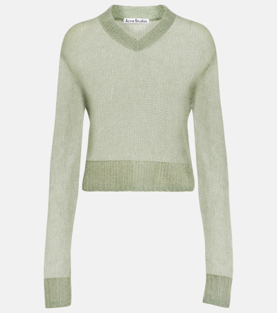 Acne Studios Cropped Open-knit Mohair-blend Sweater in Pink