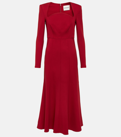 Roland Mouret Curved Square-neck Crepe Midi Dress In Red