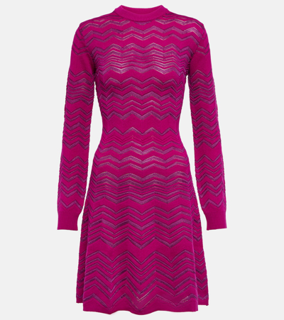 Missoni Chevron Wool-blend Minidress In Purple