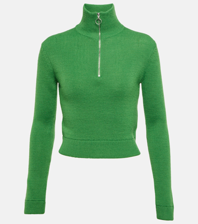 Acne Studios Half Zip Sweater In Green