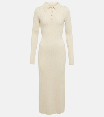 Khaite Hans Ribbed-knit Cashmere Maxi Dress In Magnolia