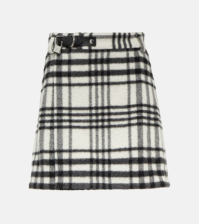 Jw Anderson Checked Wool-blend Miniskirt In Black