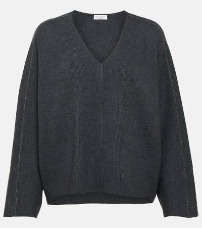 Brunello Cucinelli Wool, Cashmere And Silk Sweater In Black