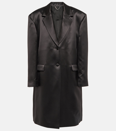 Magda Butrym Silk Satin Blazer Coat In Black