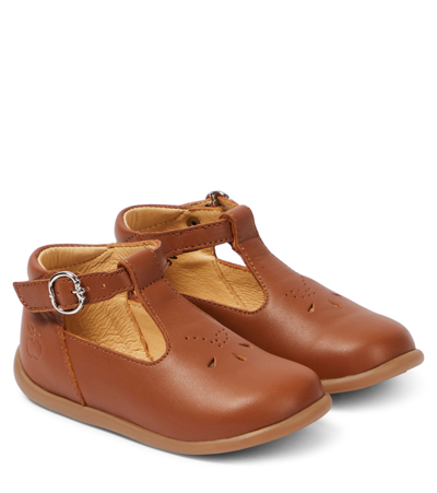 Pom D'api Baby Stand Up Salome Bucky Sandals In Brown