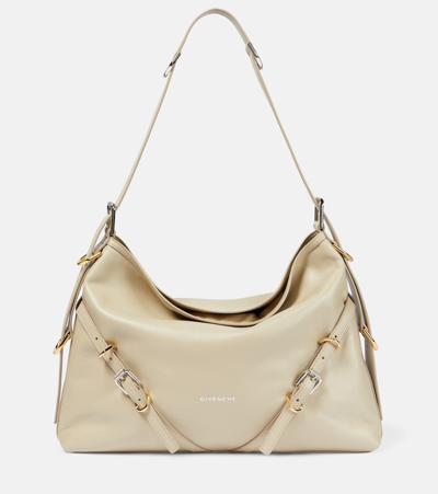 Givenchy Voyou Medium Leather Shoulder Bag In White