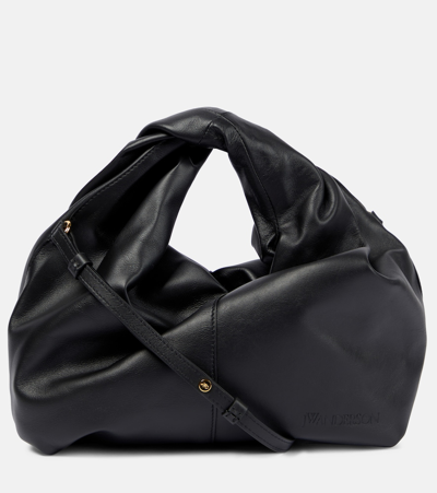 Jw Anderson Mini Leather Twister Tote Bag In Black