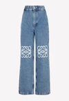 Loewe Cropped Jeans With Anagram Knee Detail In Light Blue