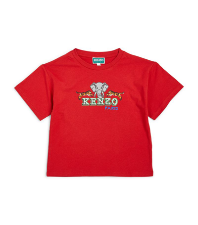 Kenzo Kids' Cotton Animal Patterned T-shirt (2-14 Years) In Rosso