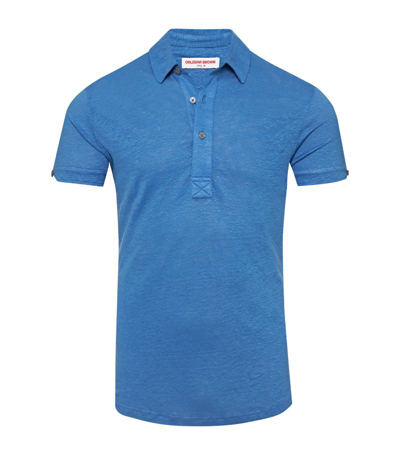 Orlebar Brown Sebastian Linen Polo Shirt In Blue