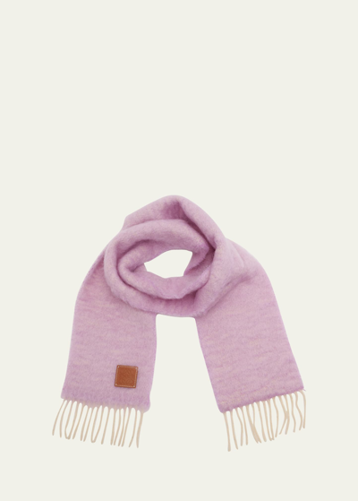 Loewe Anagram Mohair Fringe Scarf In Violet