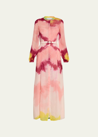 Gabriela Hearst Massey Belted Tie-dyed Cashmere Maxi Dress In Multi