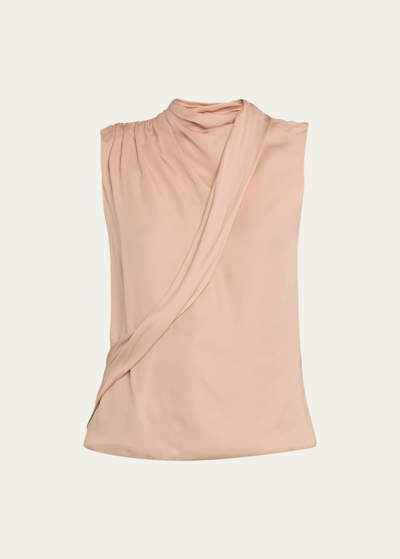 Giorgio Armani Silk Cross-front Blouse In Nude