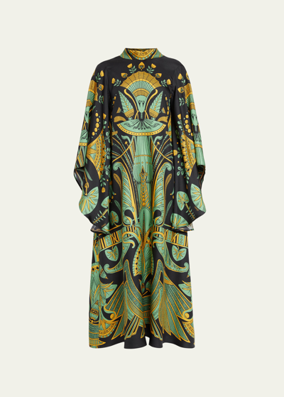 La Doublej Magnifico Printed Open-back Dress In The Nile Placée Black
