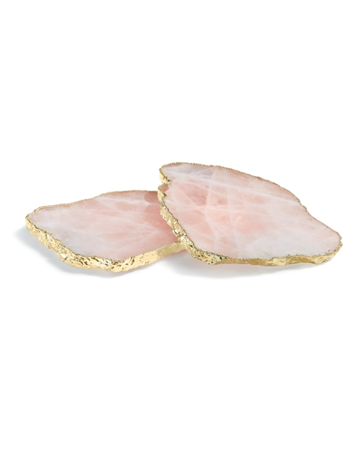 ANNA NEW YORK ROSE QUARTZ COASTERS, SET OF 2