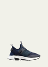 Tom Ford Jago Logo-patch Shell And Mesh Low-top Trainers In Green