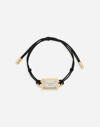 Dolce & Gabbana Bracelet With Cord And Logo Tag In Black
