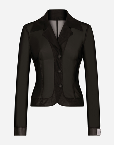 Dolce & Gabbana Single-breasted Marquisette Dolce Jacket In Black