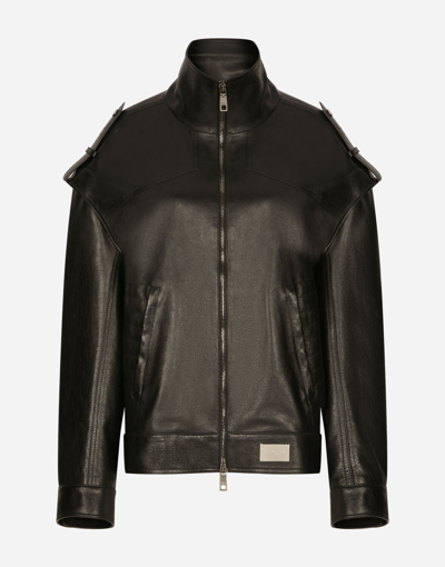 Dolce & Gabbana Oversize Bullskin Jacket In Black