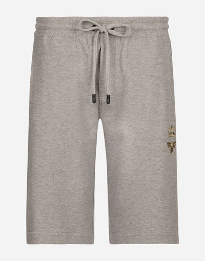 DOLCE & GABBANA JERSEY JOGGING SHORTS WITH EMBROIDERY