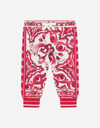 Dolce & Gabbana Babies' Majolica-print Jersey Jogging Pants In Multicolor