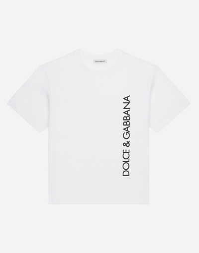 Dolce & Gabbana Kids' Short-sleeved Logo-print Jersey T-shirt In White