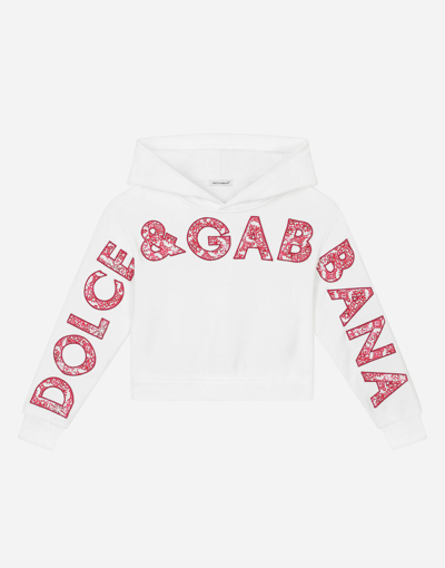 Dolce & Gabbana Hoodie With Logo Appliqué In White