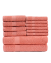 Superior Eco-friendly 12pc Absorbent Towel Set In Coral