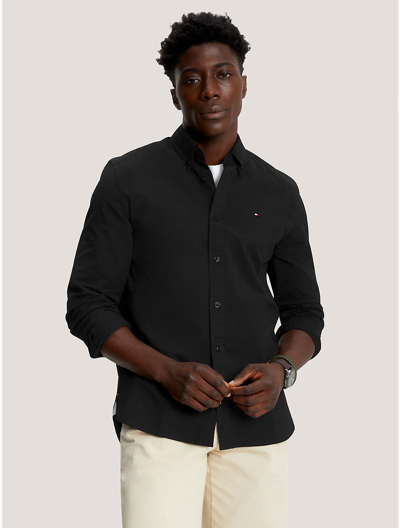 Tommy Hilfiger Regular Fit Solid Stretch Oxford Shirt In Dark Sable
