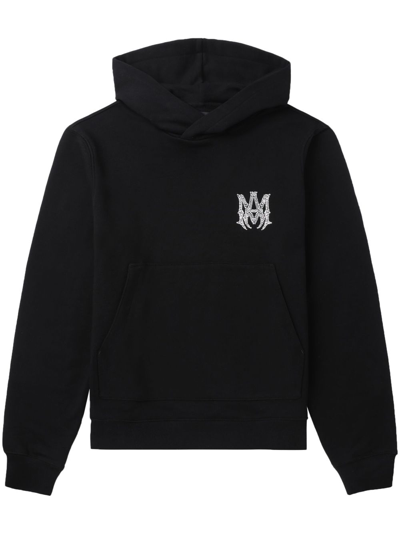Amiri Hooded Cotton Sweatshirt Kangaroo Pocket In Black