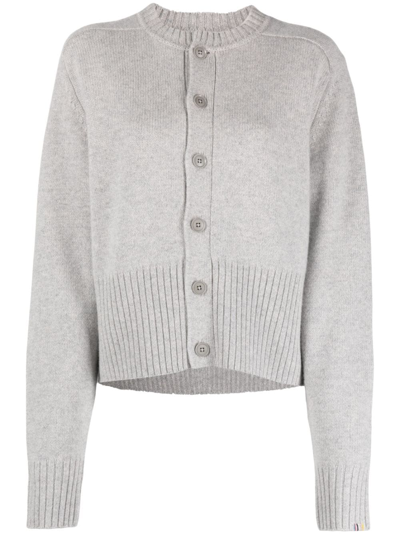 Extreme Cashmere Fine-knit Cashmere-blend Cardigan In Grey