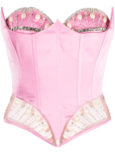 Cristina Savulescu Venus Crystal-embellished Corset In Pink