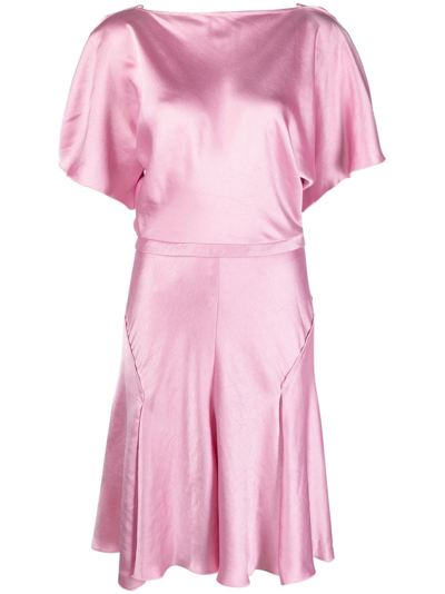 Victoria Beckham Cowl-neck Draped Satin Dress In Rose