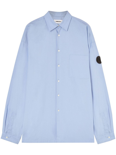 Ambush Logo-patch Button-up Shirt In Blue